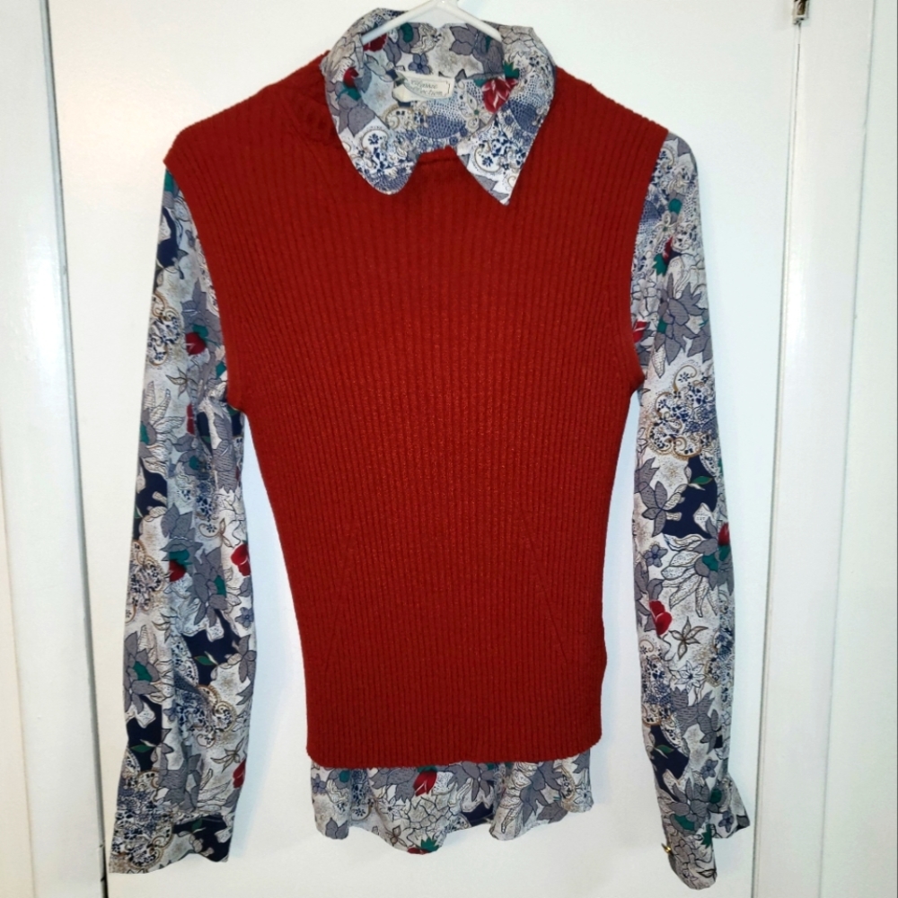 Vintage Button-Up Unique Floral Blouse
